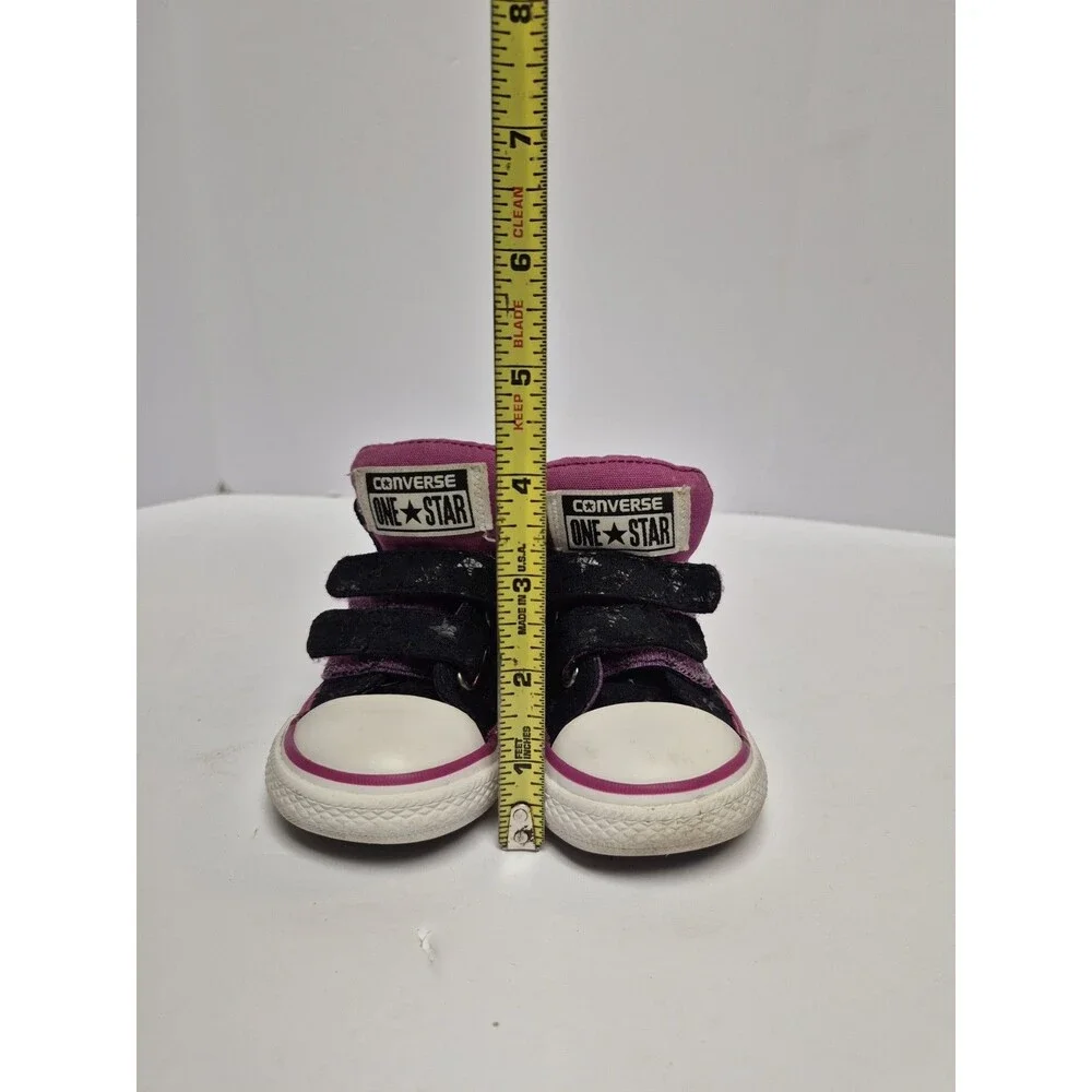 Converse Toddler Girls High Top Black/Magenta Stars Size 5